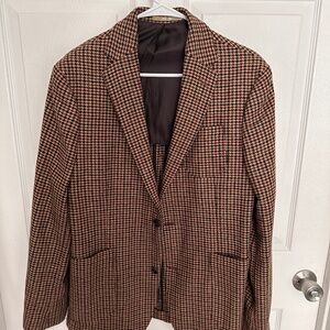 Tweed Jacket Boot Legged Brown Wool Blend Lined Size Medium